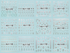 HBJY169-180 3D Silver Nail Art Sticker 
