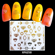 XF6258 3D Gold Metal Nail Art Sticker 