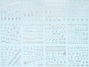 HBJY193-204 3D Silver Musical Note Nail Art Sticker 
