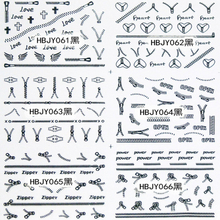 HBJY061-072 3D Black Zipper Nail Art Sticker 