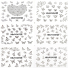 HBJY085-096 3D Silver Butterfly Nail Art Sticker 