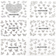 HBJY085-096 3D Silver Butterfly Nail Art Sticker 