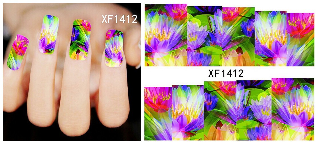 XF1408-1413 Flower Water Nail Sticker