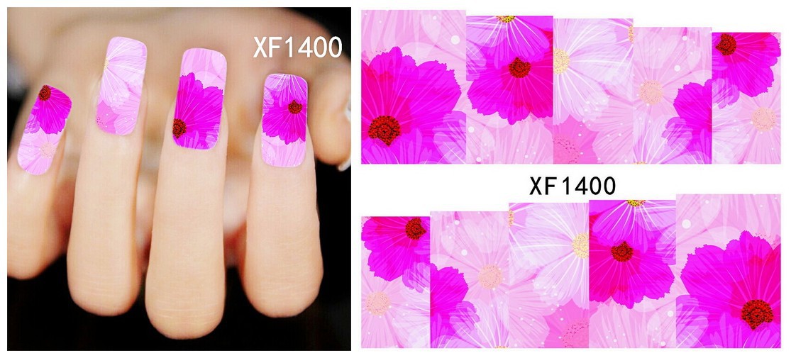 XF1396-1401 Watercolor Flower Water Nail Sticker