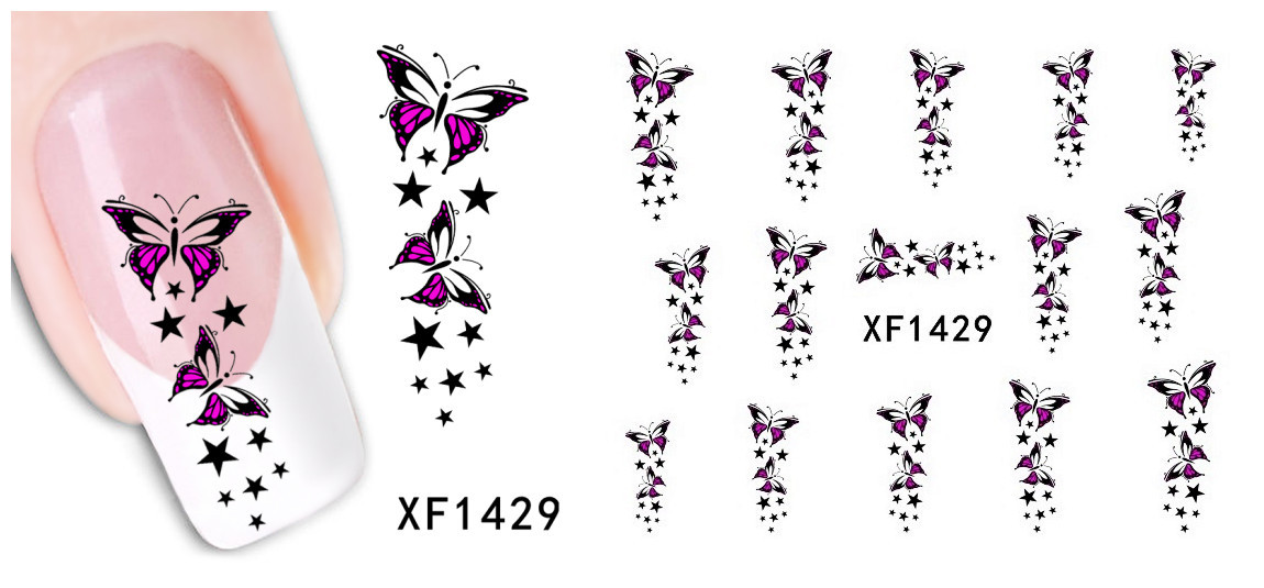 XF1426-1431 Butterfly Flower Water Nail Sticker