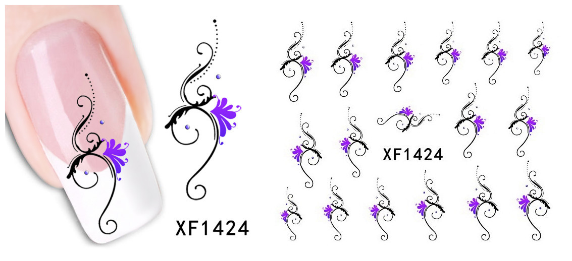 XF1420-1425 Flower Water Nail Sticker