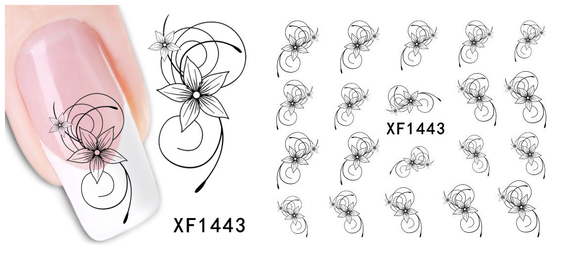 XF1438-1443 Flower And Animal Water Nail Sticker