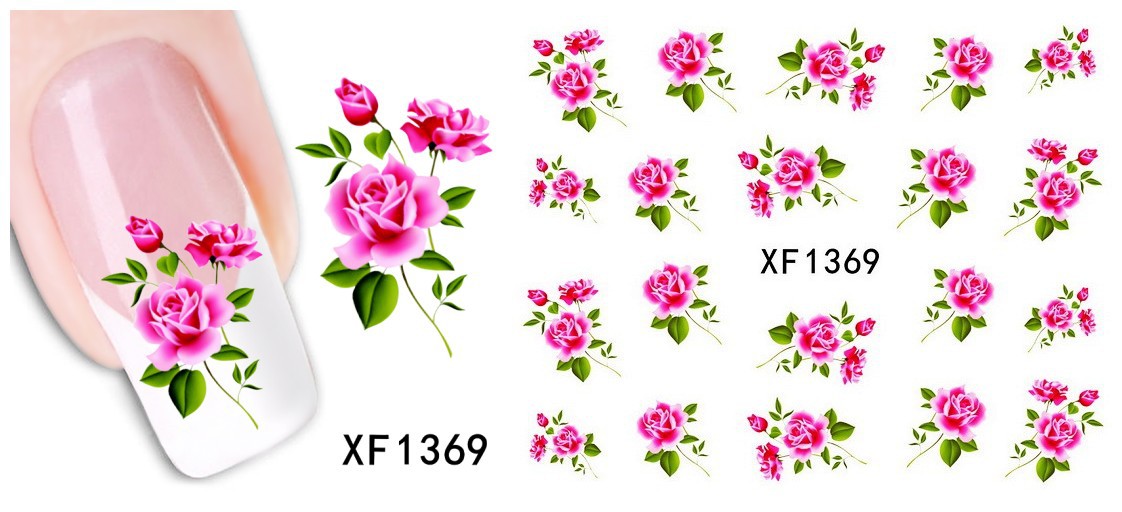 XF1367-1371 Flower Water Nail Sticker