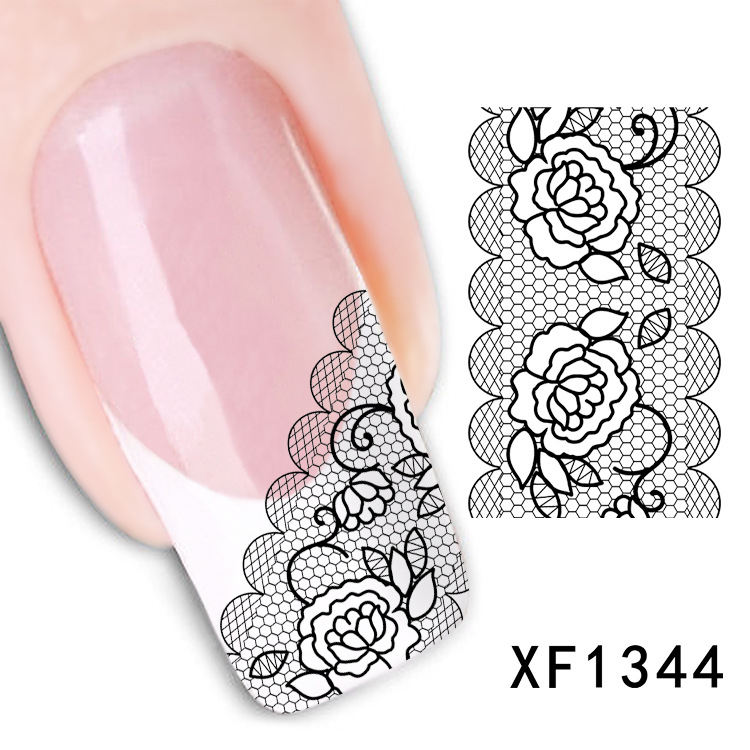 XF1343-1348 Lace Water Nail Sticker
