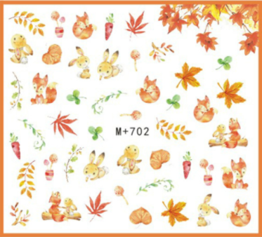 M+702-710 Autumn Leaves Water Nail Sticker 