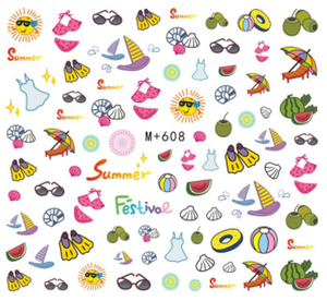 M+608-616 Summer And Cactus Water Nail Sticker 