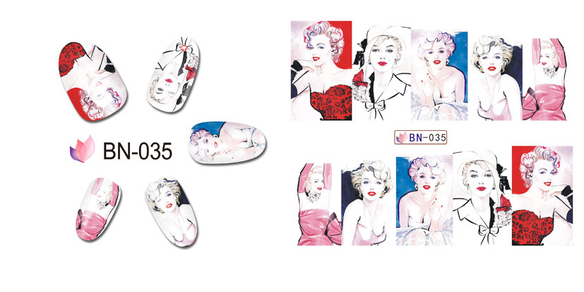 BN031-036 Women Water Nail Sticker