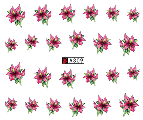 A307-312 Flower Water Nail Sticker