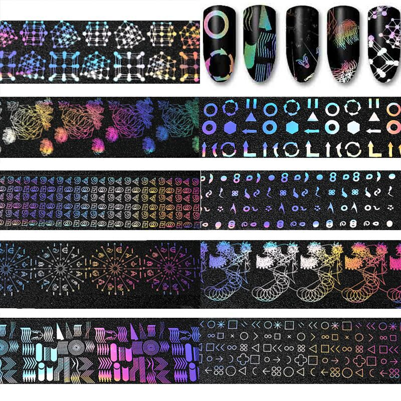9 Pcs Constellation Design Arabic Numerals Nail Transfer Foil Sticker Set