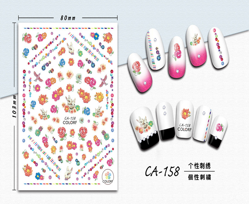 CA-158 3D Personalized Embroidery Nail Sticker