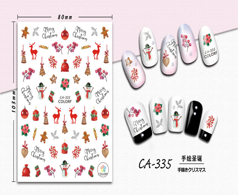 CA-335 3D Hand Painted Christmas Nail Sticker