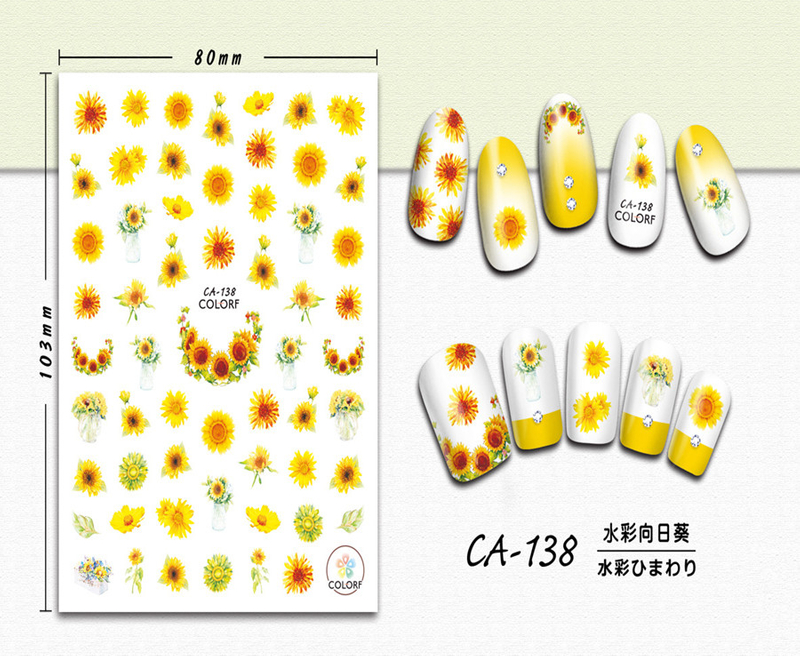 CA-138 3D Sunflower Nail Sticker