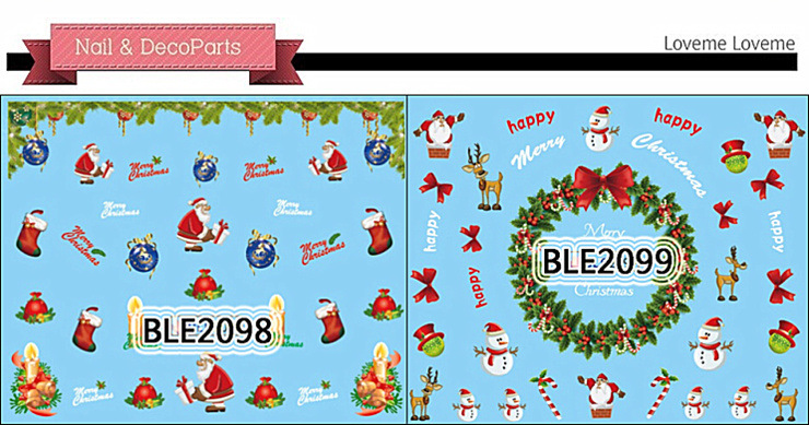 BLE2094-2104 Christmas Water Nail Art Sticker