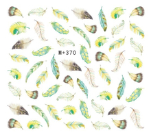 M+370-377 Feather And Flower Water Nail Sticker 
