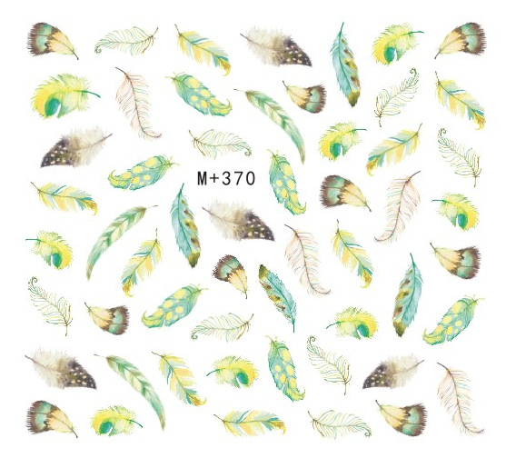 M+370-377 Feather And Flower Water Nail Sticker 