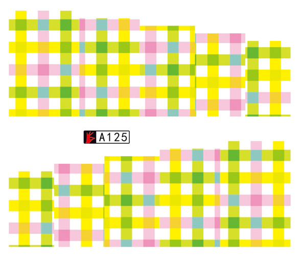 A121-126 Feather And Plaid Water Nail Sticker