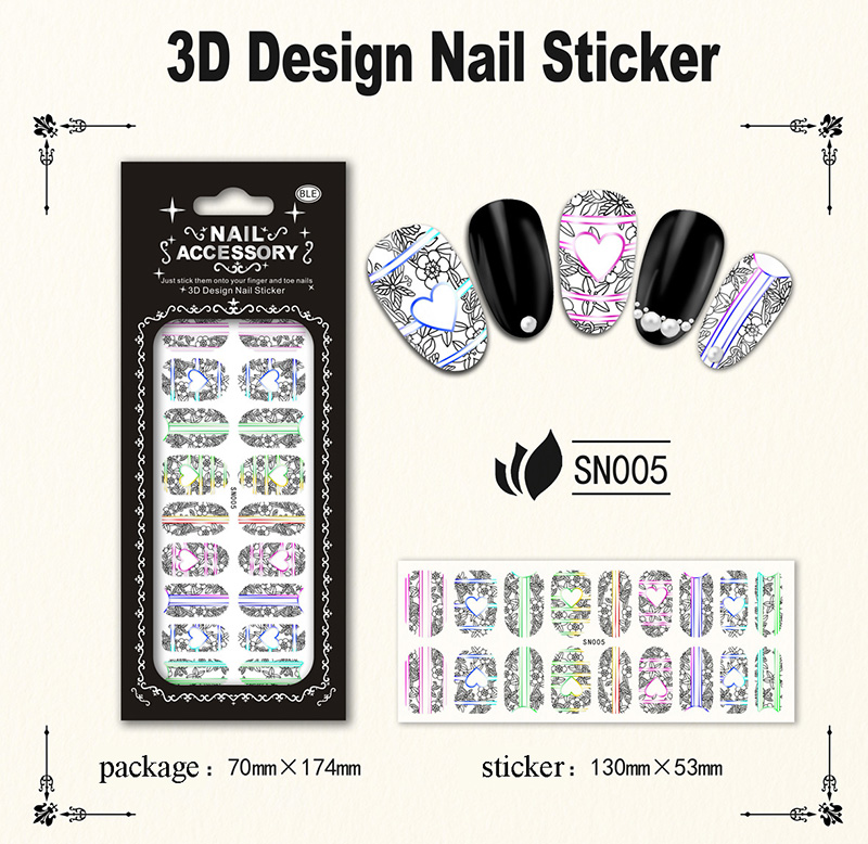 SN001-012 Rainbow Nail Sticker
