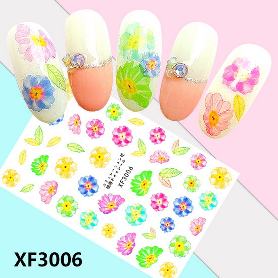 XF3006 3D Self Adhesive Flower Nail Art Sticker 