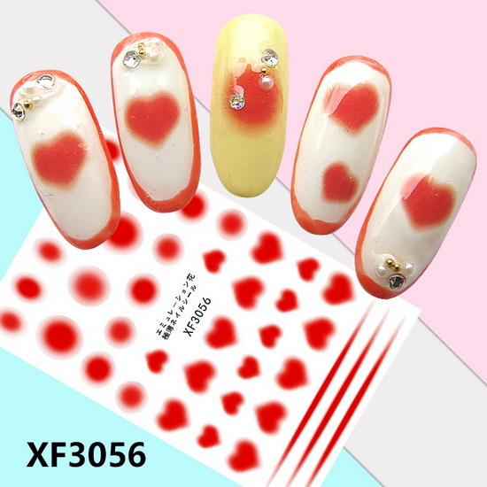 XF3056 3D Self Adhesive Heart Nail Sticker 