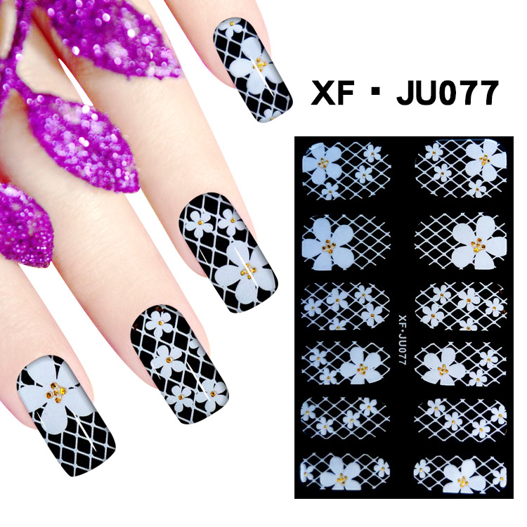 JU077 Full Cover Lace Nail Polish Sticker 