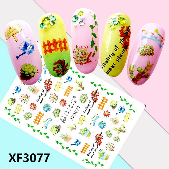 XF3077 3D Self Adhesive Flower Nail Sticker 