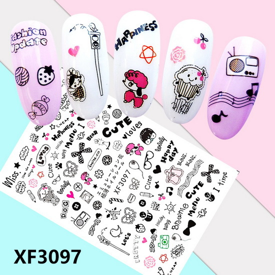 XF3097 3D Self Adhesive Fashion Nail Sticker 
