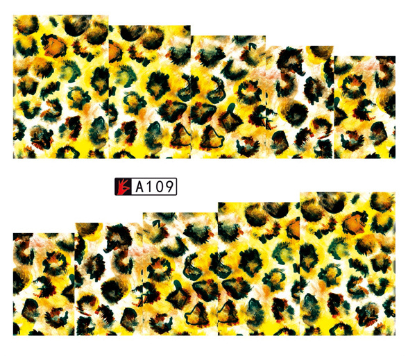A109-114 Leopard Print Water Nail Sticker