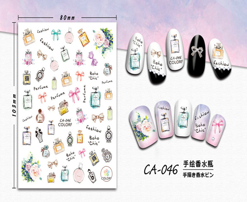 CA-046 3D Hand-painted Perfume Bottle Nail Sticker