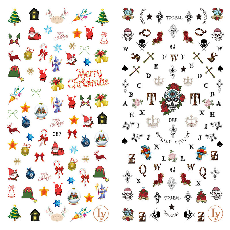 LY087-088 Thin 3D Christmas And Halloween Nail Art Sticker