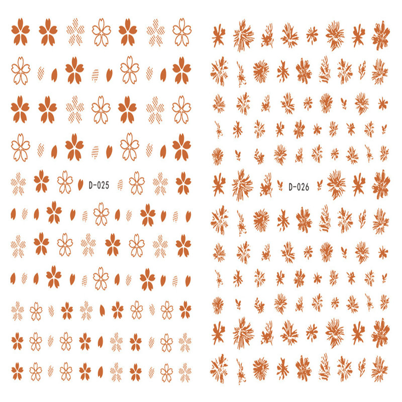 D025-026 3D Rose Gold Flower Nail Art Sticker