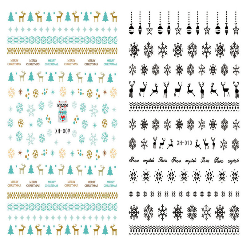 XH009-010 3D Deer Snowflake Christmas Nail Art Sticker