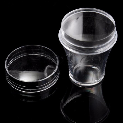 4cm Big Size Silicone Head Transparent Jelly Nail Stamper with Scraper