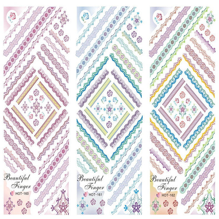HOT160-162 Colorful Lace Water Nail Sticker