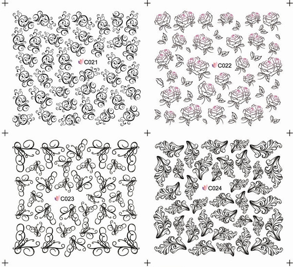 C021-024 Flower Water Nail Sticker