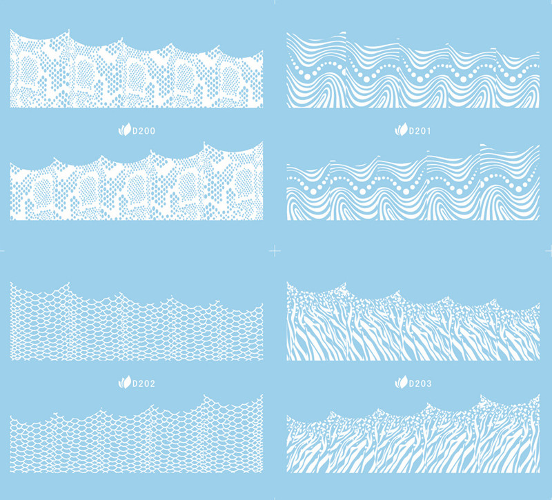 D200-215 White Water Nail Sticker