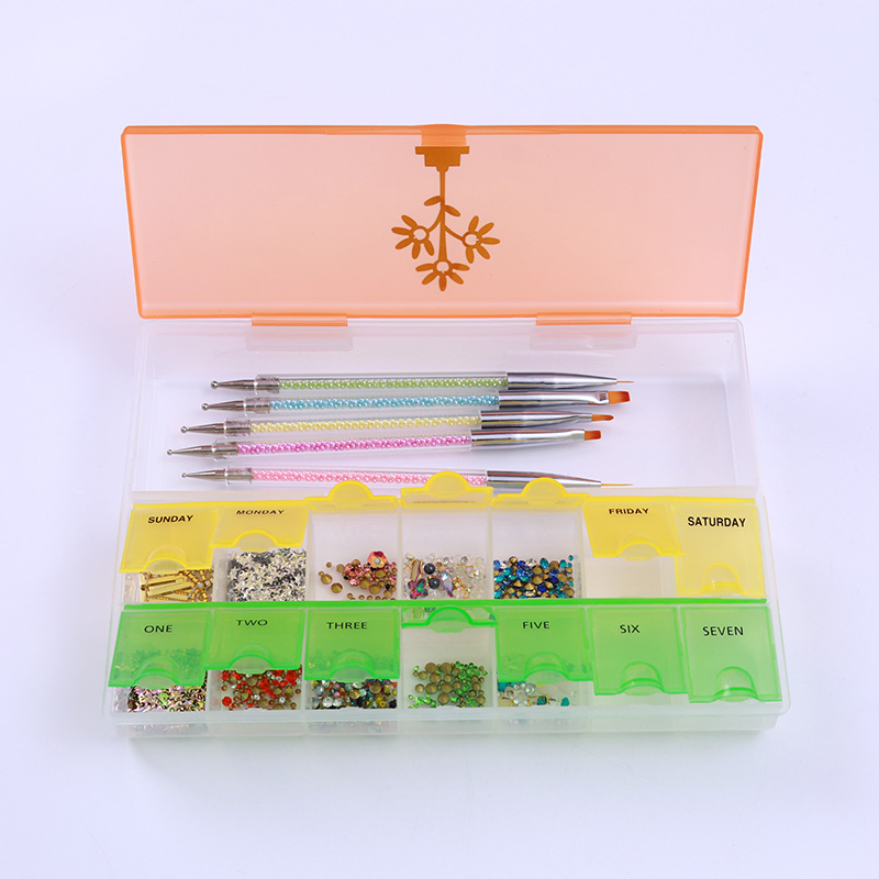 New Colorful Empty Storage Box Nail Jewelry Beads Container Nail Brush Holder