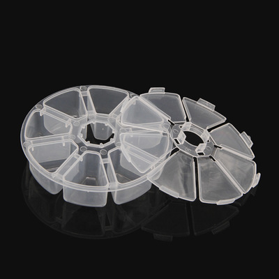 8 Compartment Round Plastic Storage Box Case 