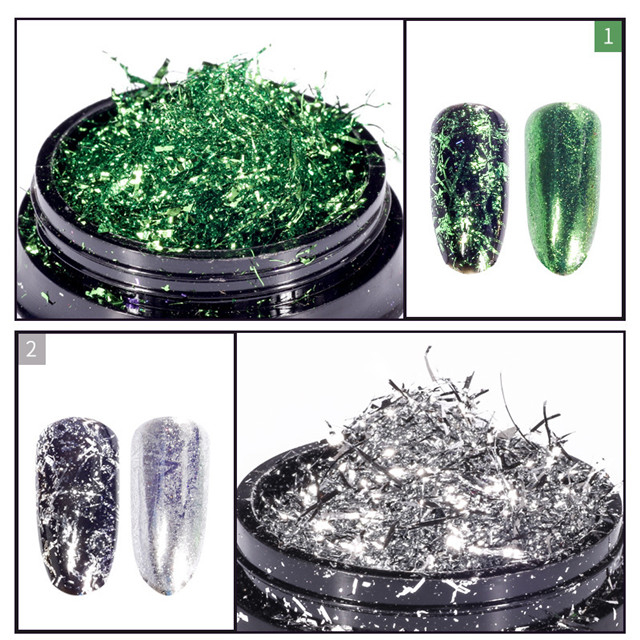 Colorful Platinum Color Foil Wire Nail Mirror Powder