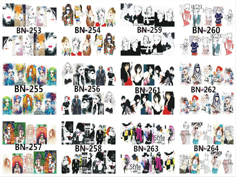 BN253-264 Character Water Nail Sticker