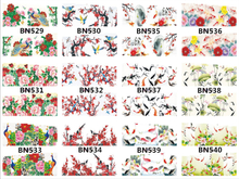 BN529-540 Flower And Fish Water Nail Sticker