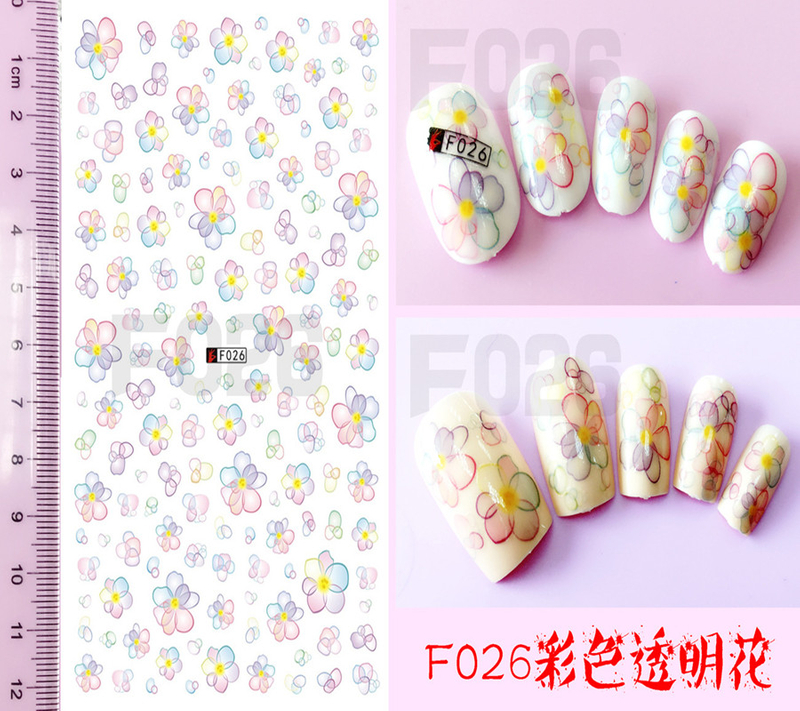 F026 DIY Design 3D Self Adhesive Transparent Flower Nail Art Sticker