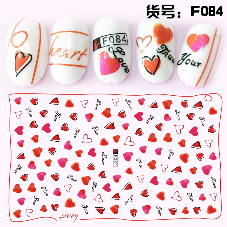 F084 DIY Design 3D Self Adhesive Heart Nail Art Sticker