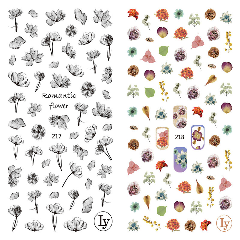LY217-218 Thin 3D Romantic Flower Nail Sticker