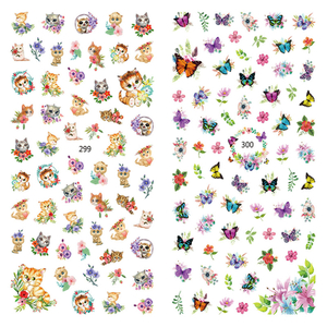 LY299-300 Thin 3D Cat And Butterfly Nail Sticker