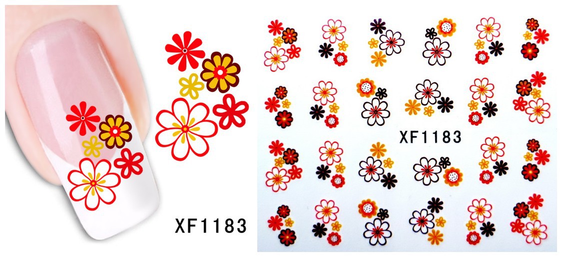 XF1181-1186 Flower Water Nail Sticker